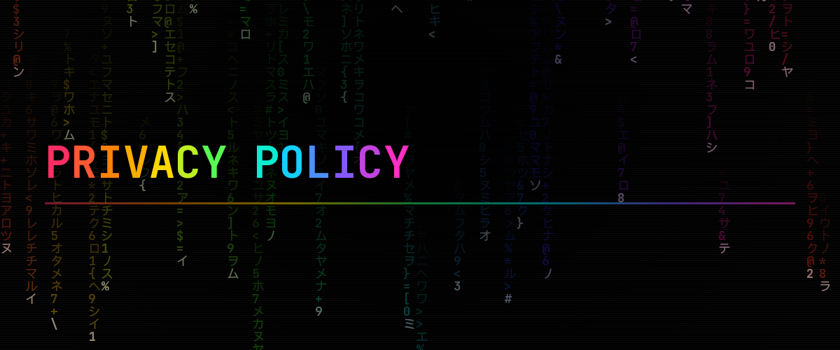 RAINBOW MATRIX cover — the page title in rainbow monospace over falling matrix rain on black