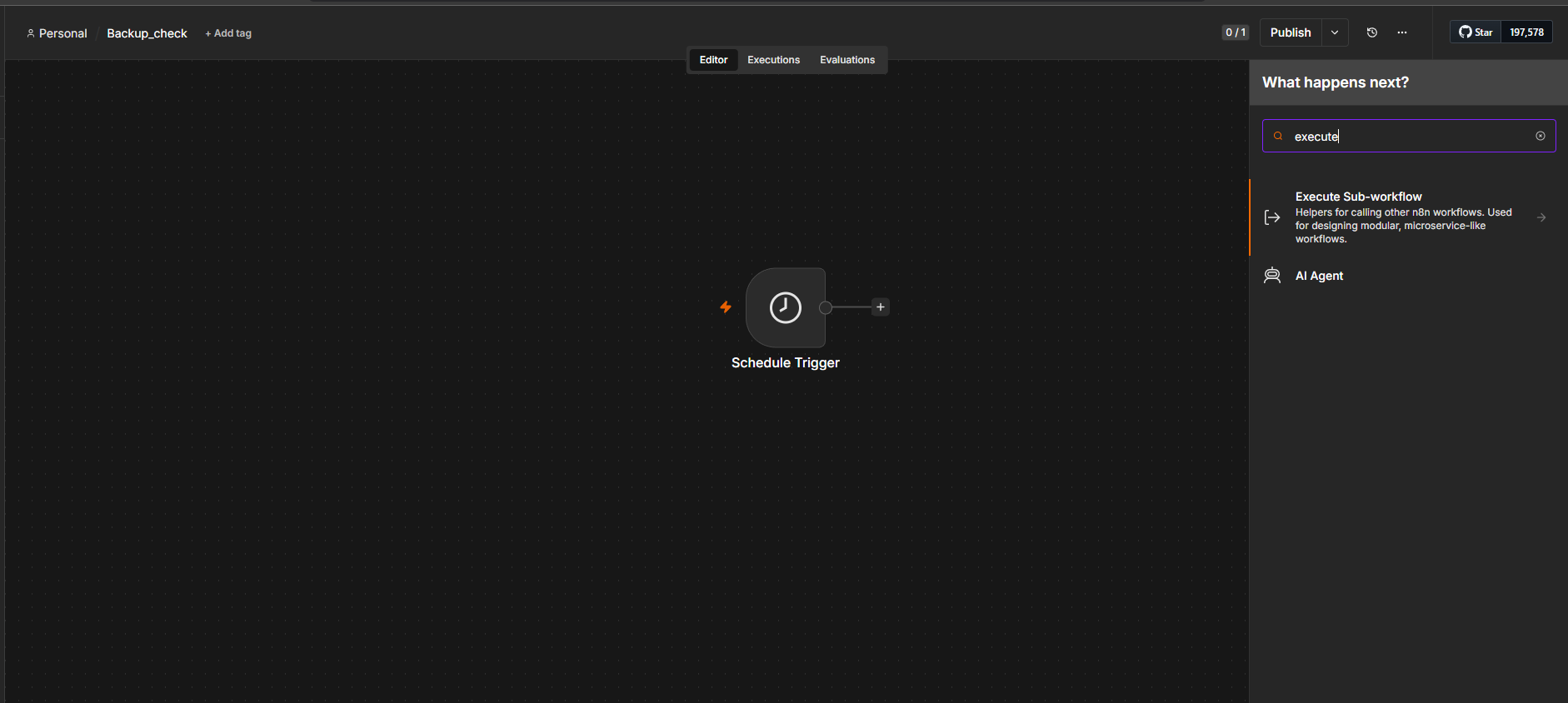 The node panel with no Execute Command in the results