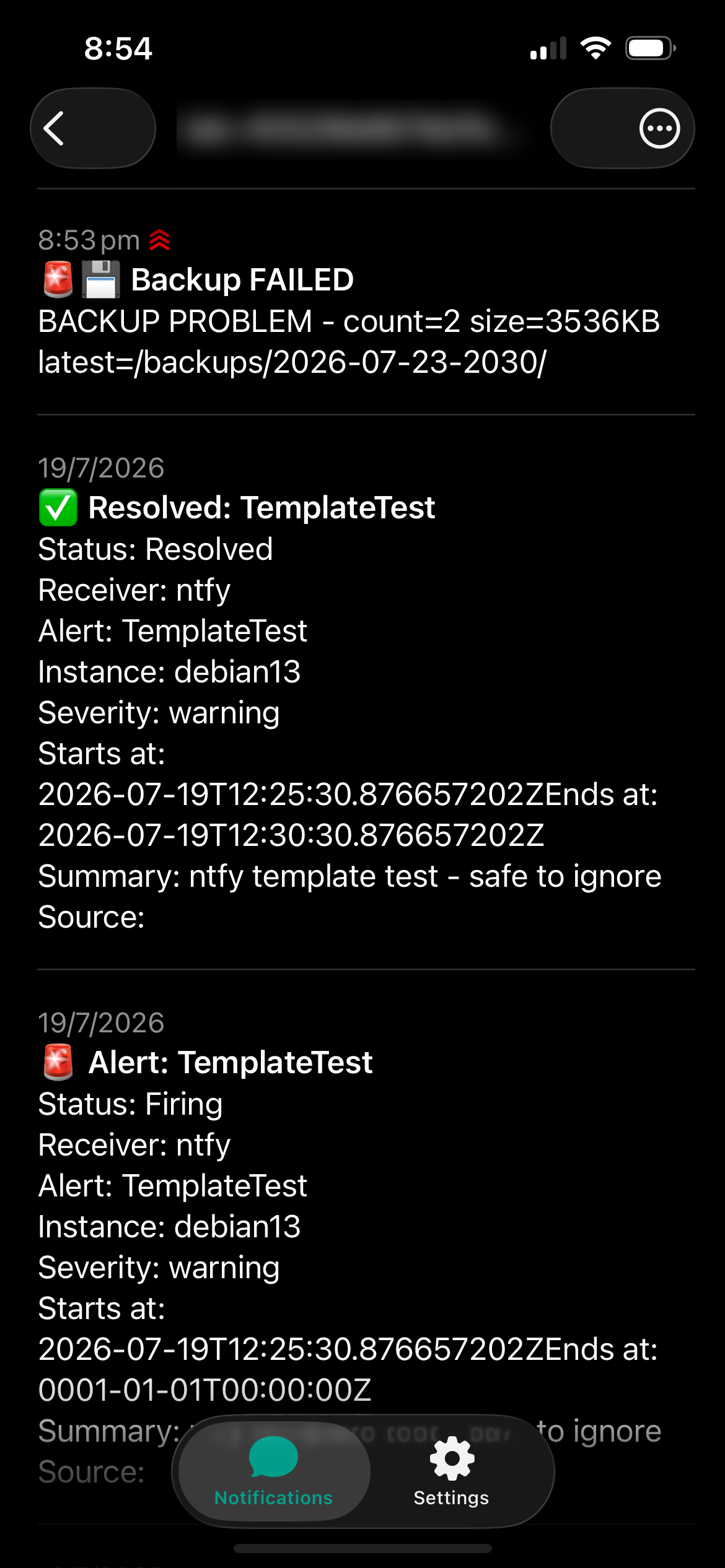 The ntfy notification on my phone