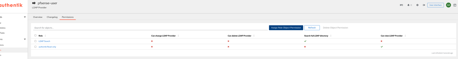 The LDAP Search role holding the Search full LDAP directory permission